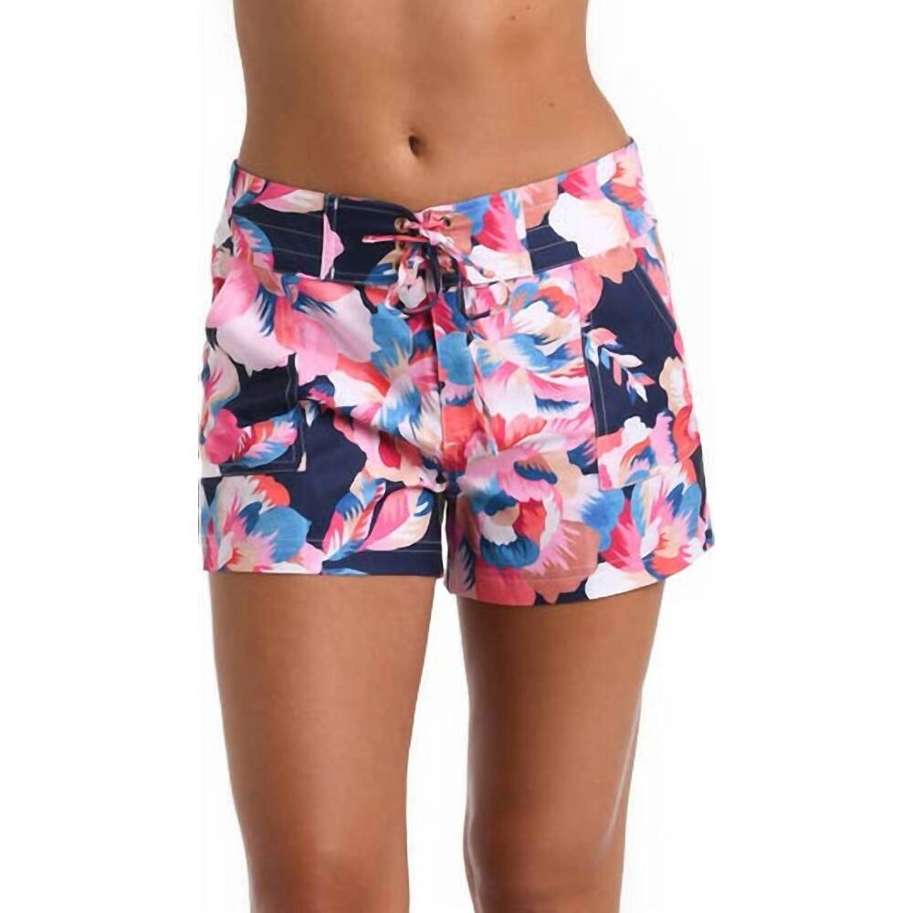 NEW LA BLANCA women's denim bouquet boardshort in indigo and pink